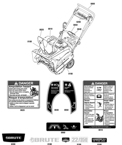 Decals Group Diagram and Parts List for 1696729-00 2017 Briggs and Stratton Snow Blower